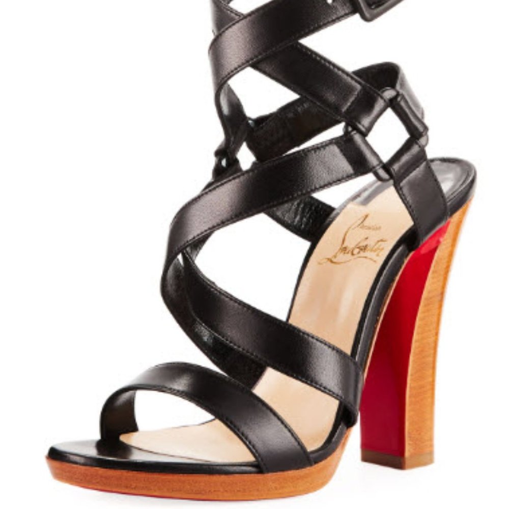 Christian Louboutin 120 Napa Shiny Strap Platform Heels